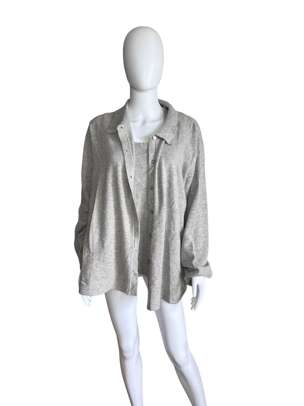 Precious Fibers Gray 100% Cashmere Button Front Cardigan 3X